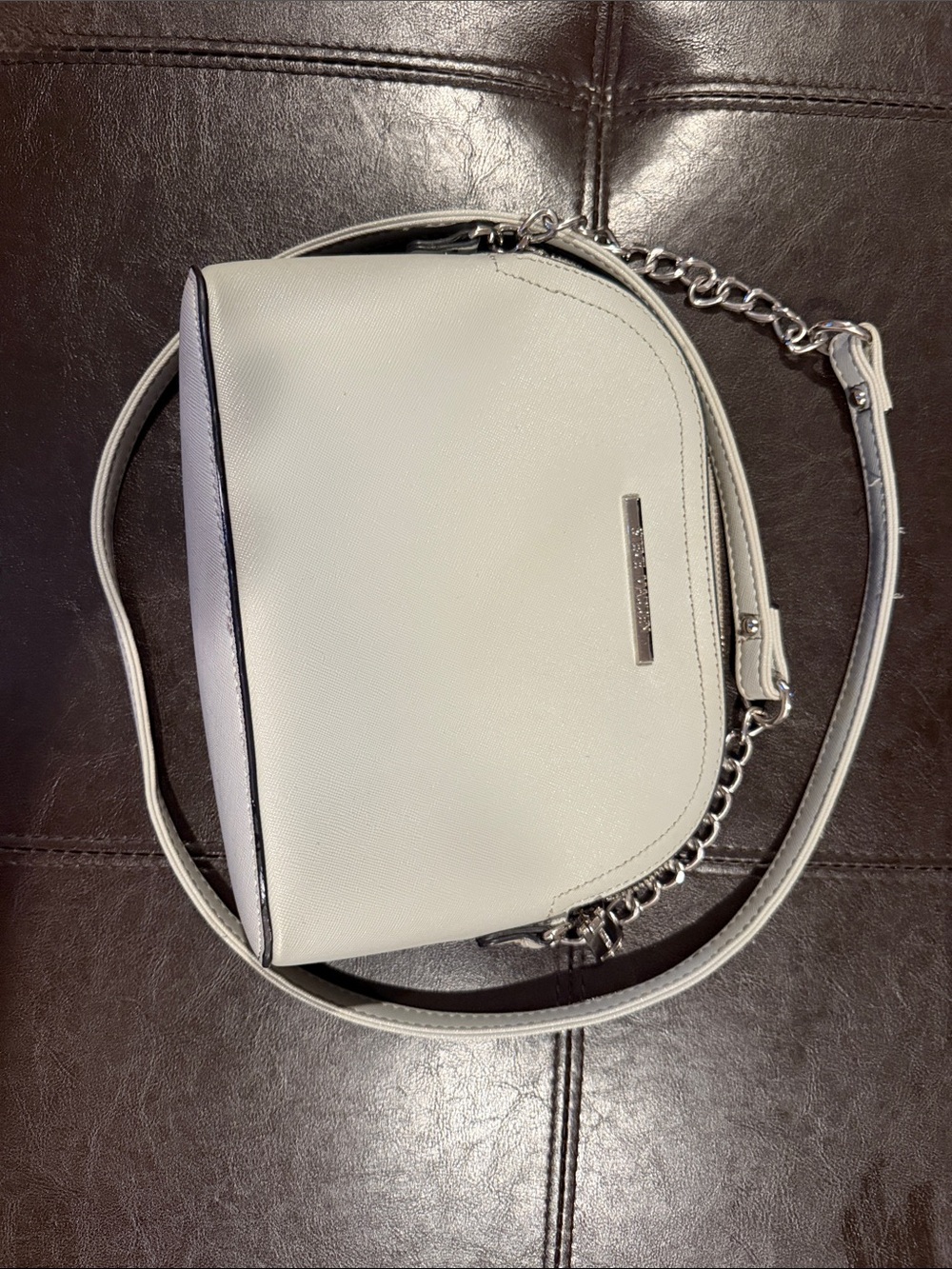 Steve Madden Blue Grqy Crossbody Bag with Silver Chain Strap
